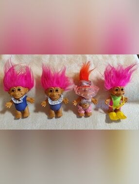 Vintage Russ Troll Dolls Lot 4"One Piece Swimsuit,Belly Dancer And Swimmer Diver